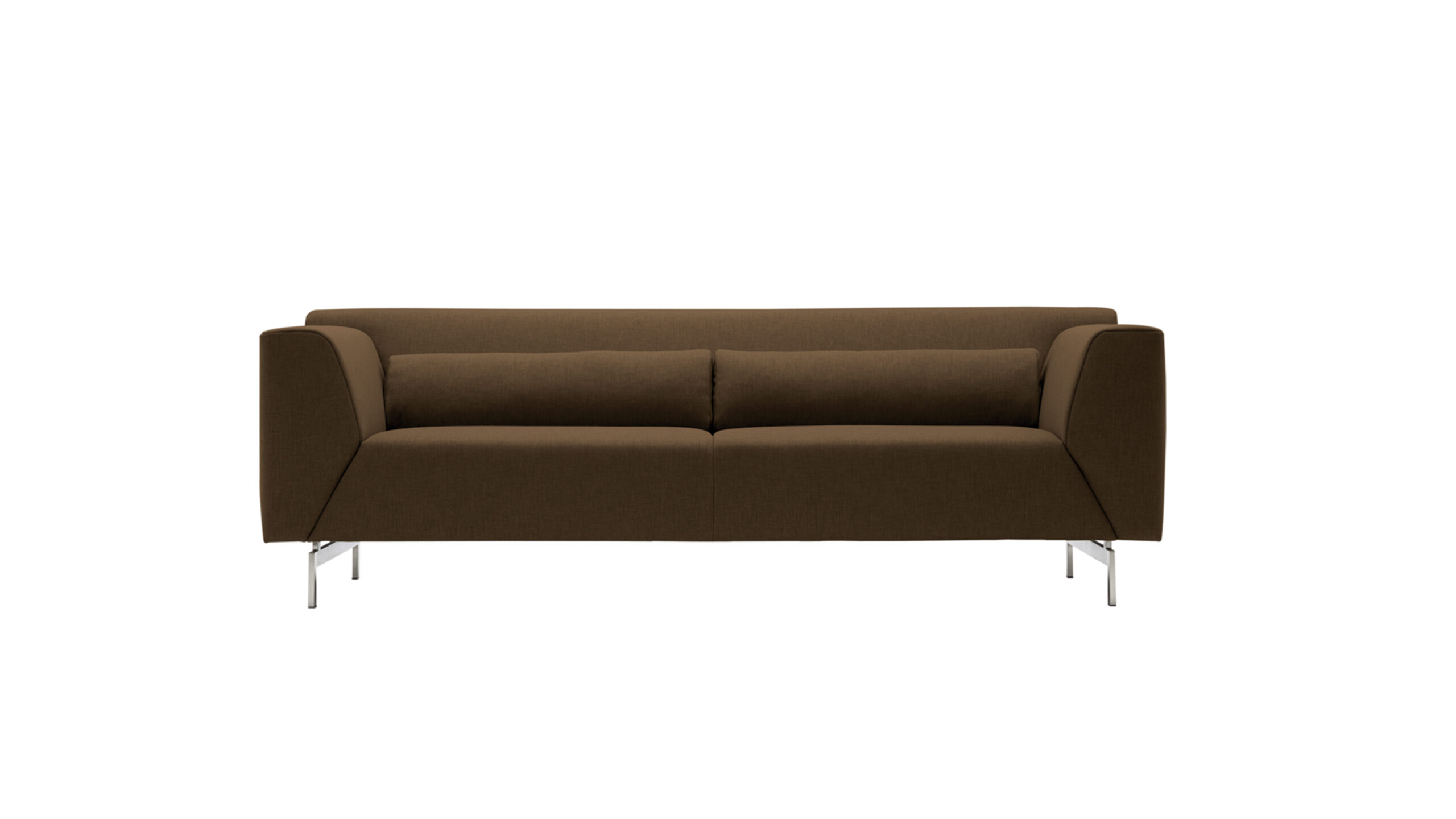 Braunes, geräumiges Sofa mit modernem Design.